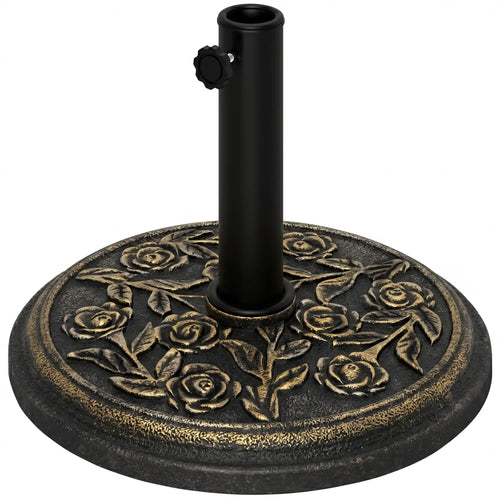 18” Round Patio Umbrella Base, Cast Stone Resin, Bronze