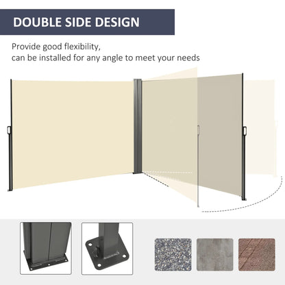 236" x 71" Outdoor Privacy Wall, Retractable Awning, Patio Screen, Cream White Side Awnings at Gallery Canada