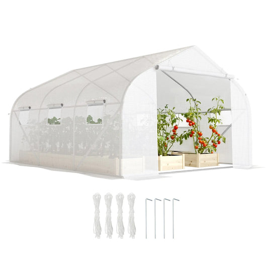 15'x10'x7' Greenhouse, Planting Shed, White