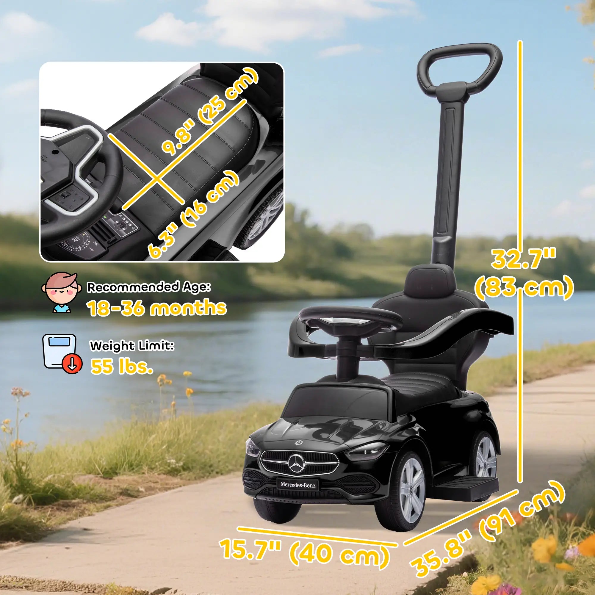 2-in-1 Sliding Walking Car for Toddlers, Black Push Cars for Toddlers at Gallery Canada