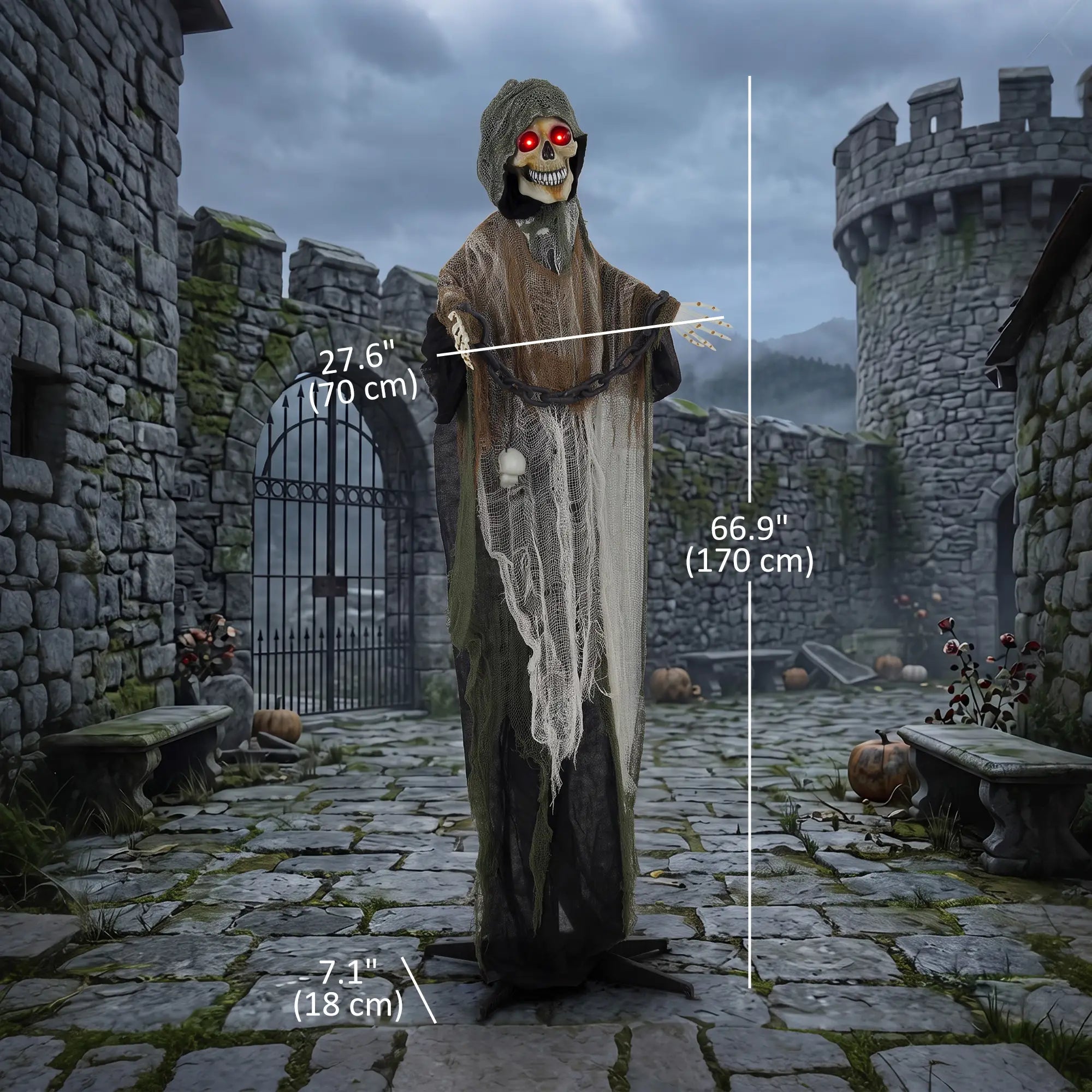 5.6 Ft Animated Grim Reaper Halloween Animatronic, Moves & Glows Halloween Decorations at Gallery Canada