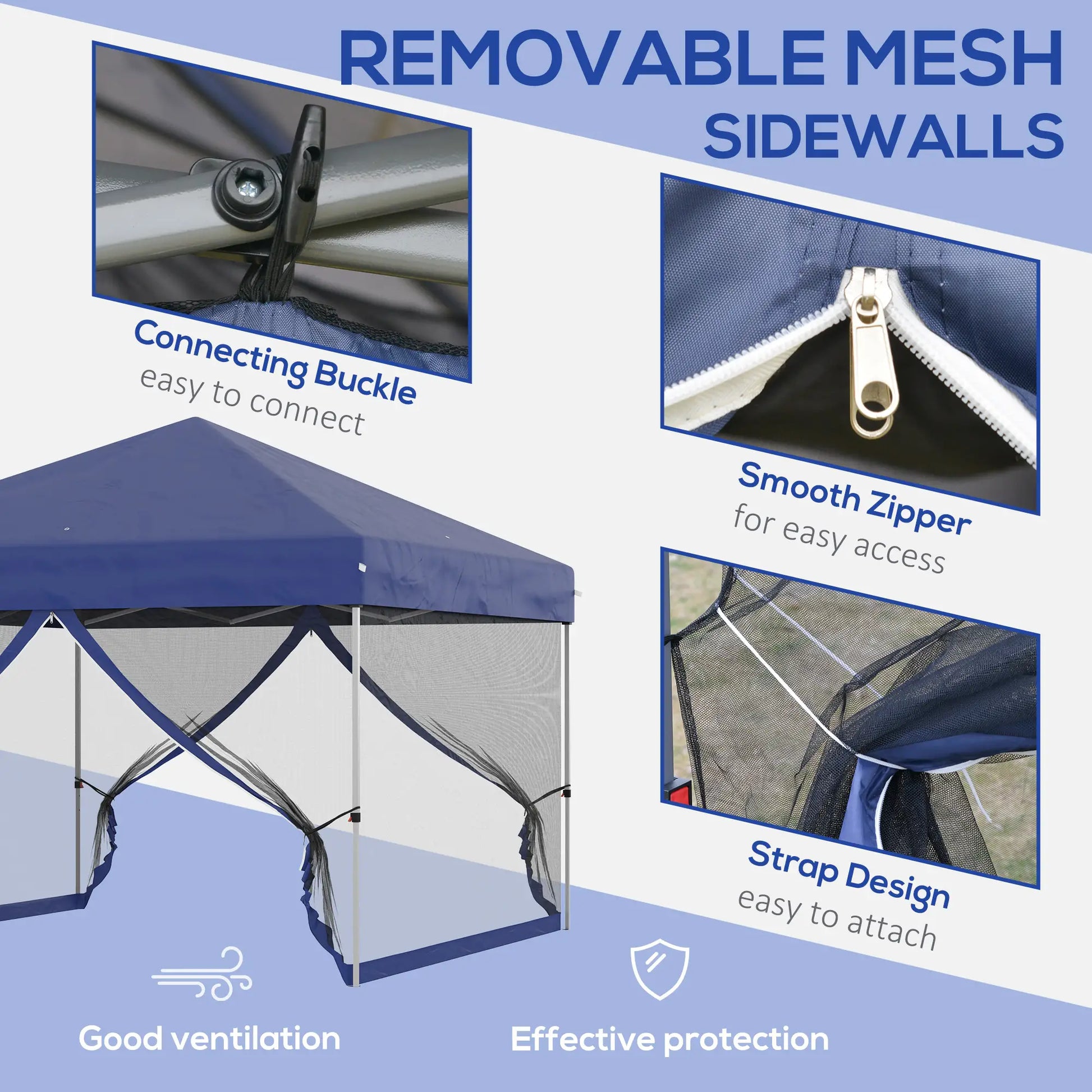 10' x 10' Pop-Up Canopy Tent, Mesh Sidewalls, Adjustable Height, Blue Pop Up Canopies at Gallery Canada