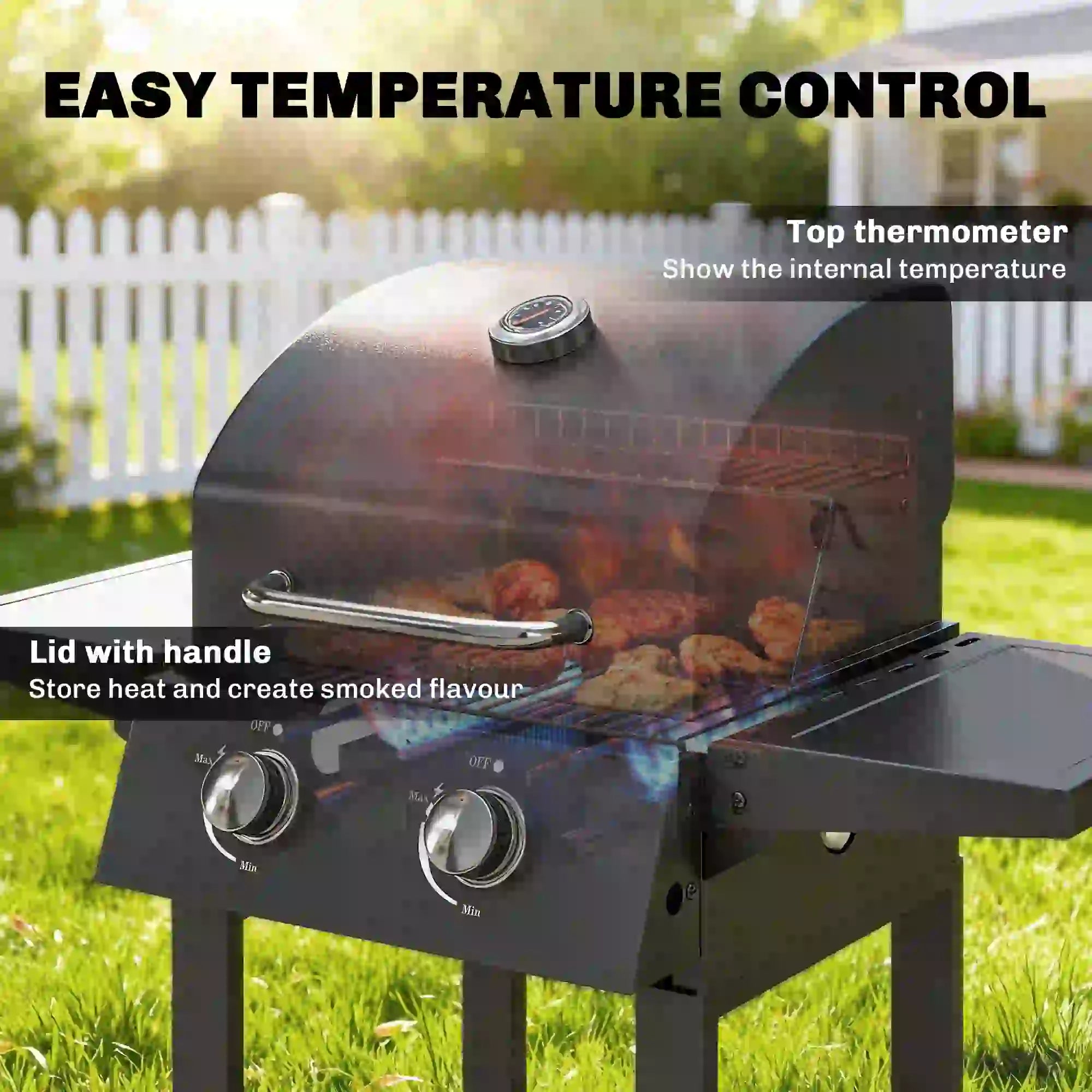 2 Burner Propane Gas Grill With Wheels, 18,400 BTU, Black Propane Gas Grills at Gallery Canada