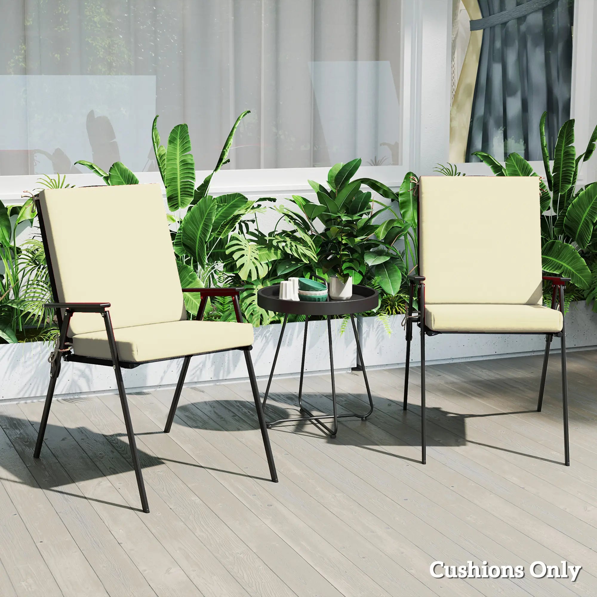 Outdoor Cushions Set of 2, Dining Chair Seat with Back, Fade-Resistant, Beige Patio Chair Cushions at Gallery Canada