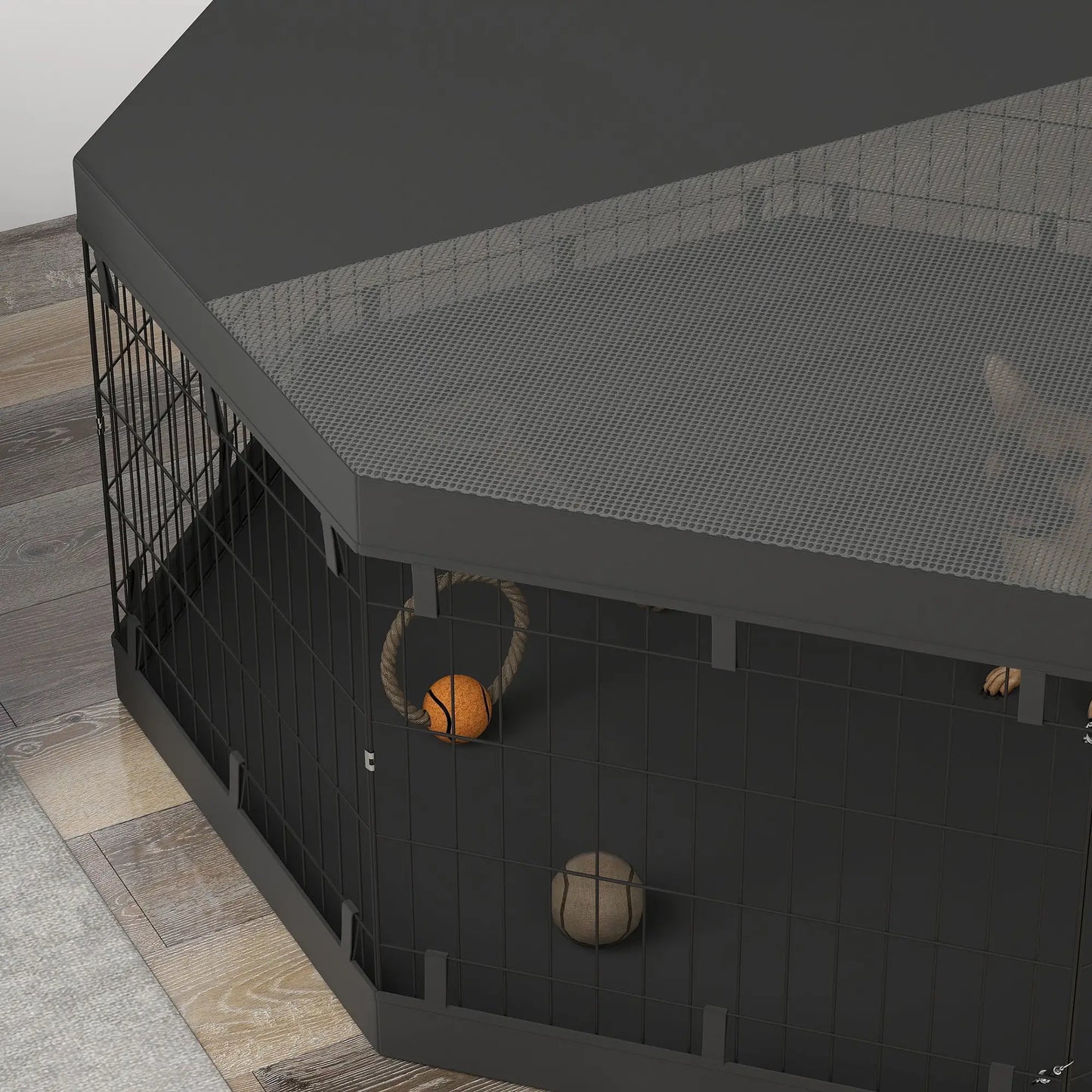 8 Panels Foldable Dog Playpen, 24" High, With Bottom Pad, Top Cover Houses, Kennels & Pens at Gallery Canada