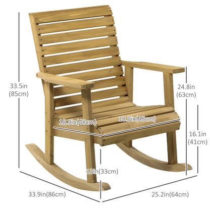 Wooden Outdoor Rocking Chair, Traditional Patio Rocker, Light Brown Outdoor Rocking Chairs at Gallery Canada