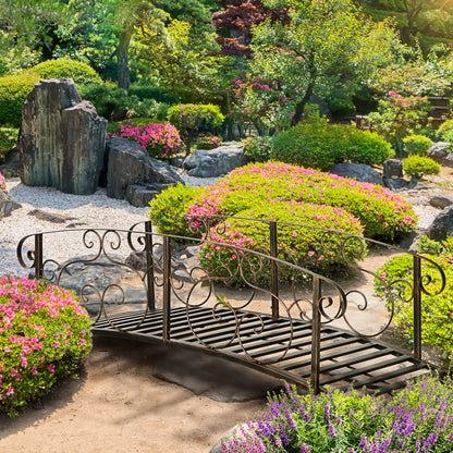 6FT Steel Garden Bridge, Decorative Arc Landscaping Bridge, Brown Garden Bridges at Gallery Canada