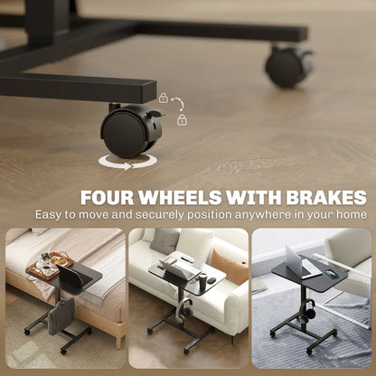 Height Adjustable Standing Desk, Pneumatic Sit Stand Desk, Black Wood Grain, Black Office Desks & Work Stations at Gallery Canada