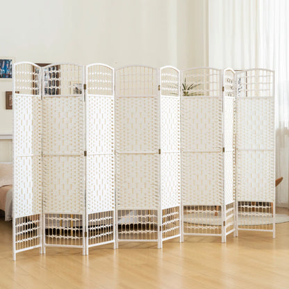 8 Panel Folding Room Divider, Portable Privacy Screen, White Room Dividers at Gallery Canada