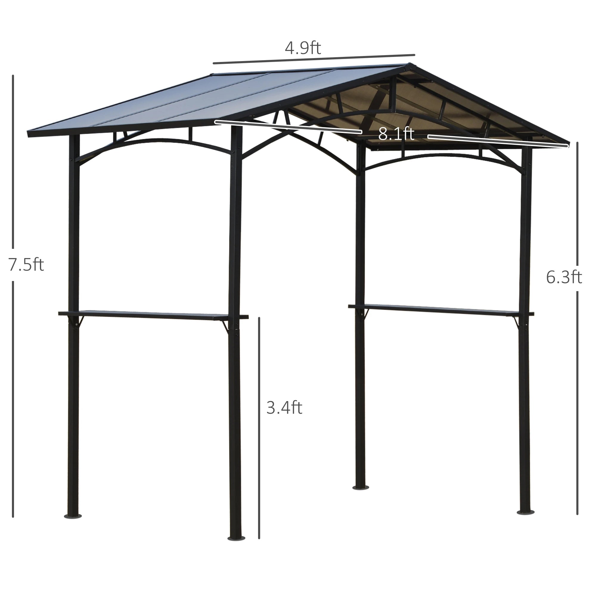 8' x 5' Hardtop Grill Gazebo, Aluminium BBQ Canopy, Outdoor with Shelves, Aluminium BBQ Grill Gazebos at Gallery Canada