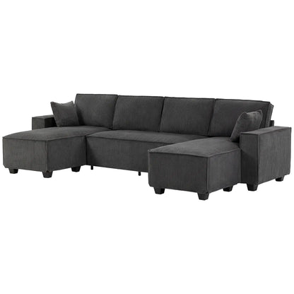 Modular U Shaped Sectional Sofa, Double Chaises, Spring Cushions, Dark Grey L Shaped Couchs Dark Grey at Gallery Canada