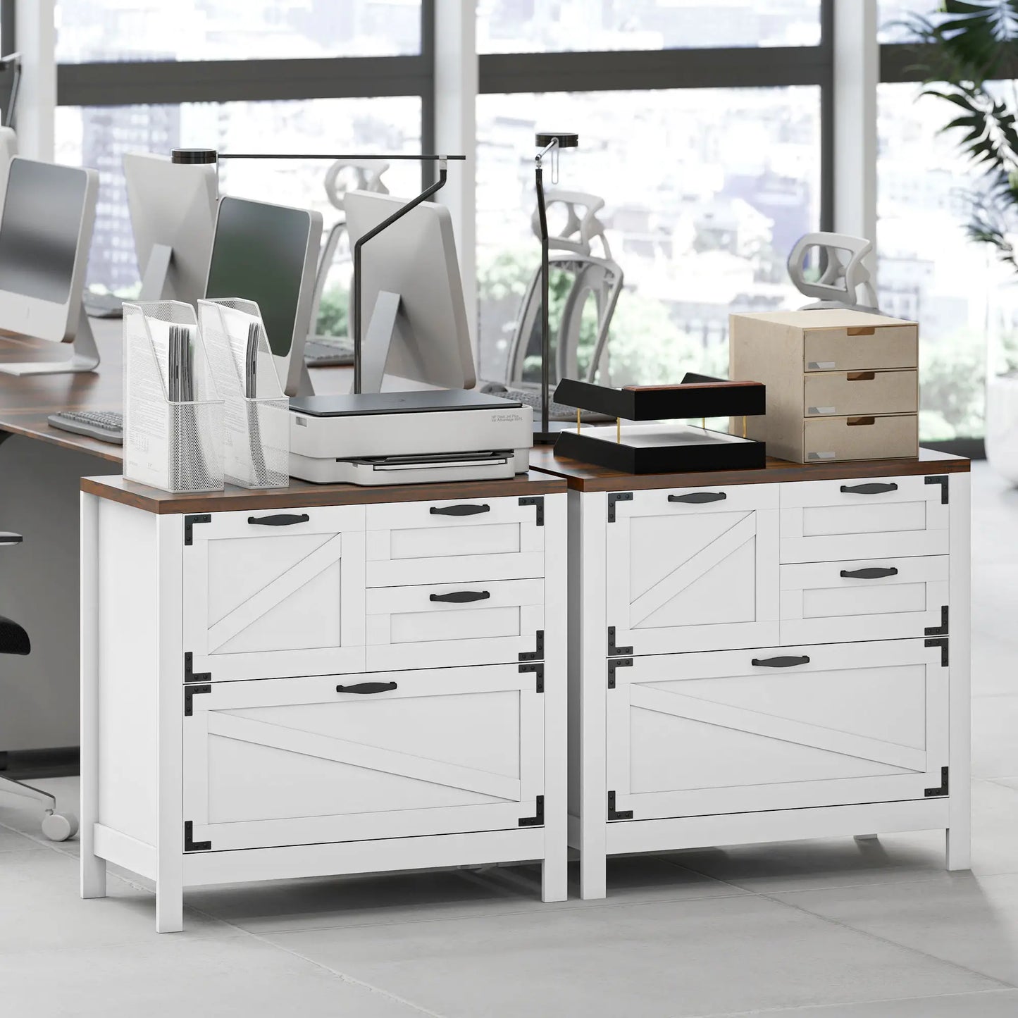 Lateral Filing Cabinet, 4 Drawers, Fits Letter/A4/Legal Files, White Office Cabinets & Cupboards at Gallery Canada
