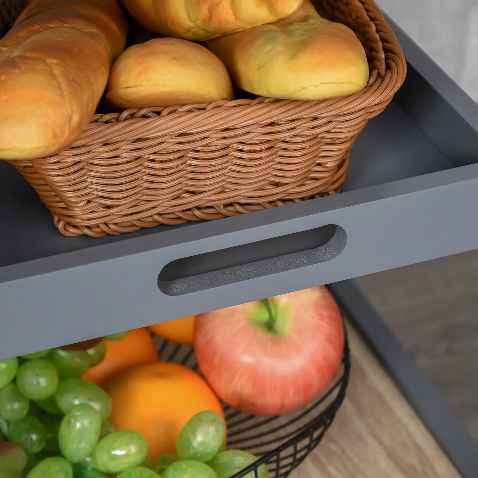 Kitchen Island Rolling Cart with Drawer, Grey Kitchen Islands & Kitchen Carts at Gallery Canada