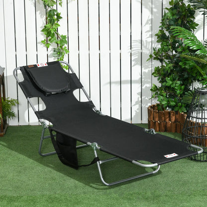Folding Outdoor Lounge Chair, 5-Level Tanning Chair, Black Lounger Chairs at Gallery Canada