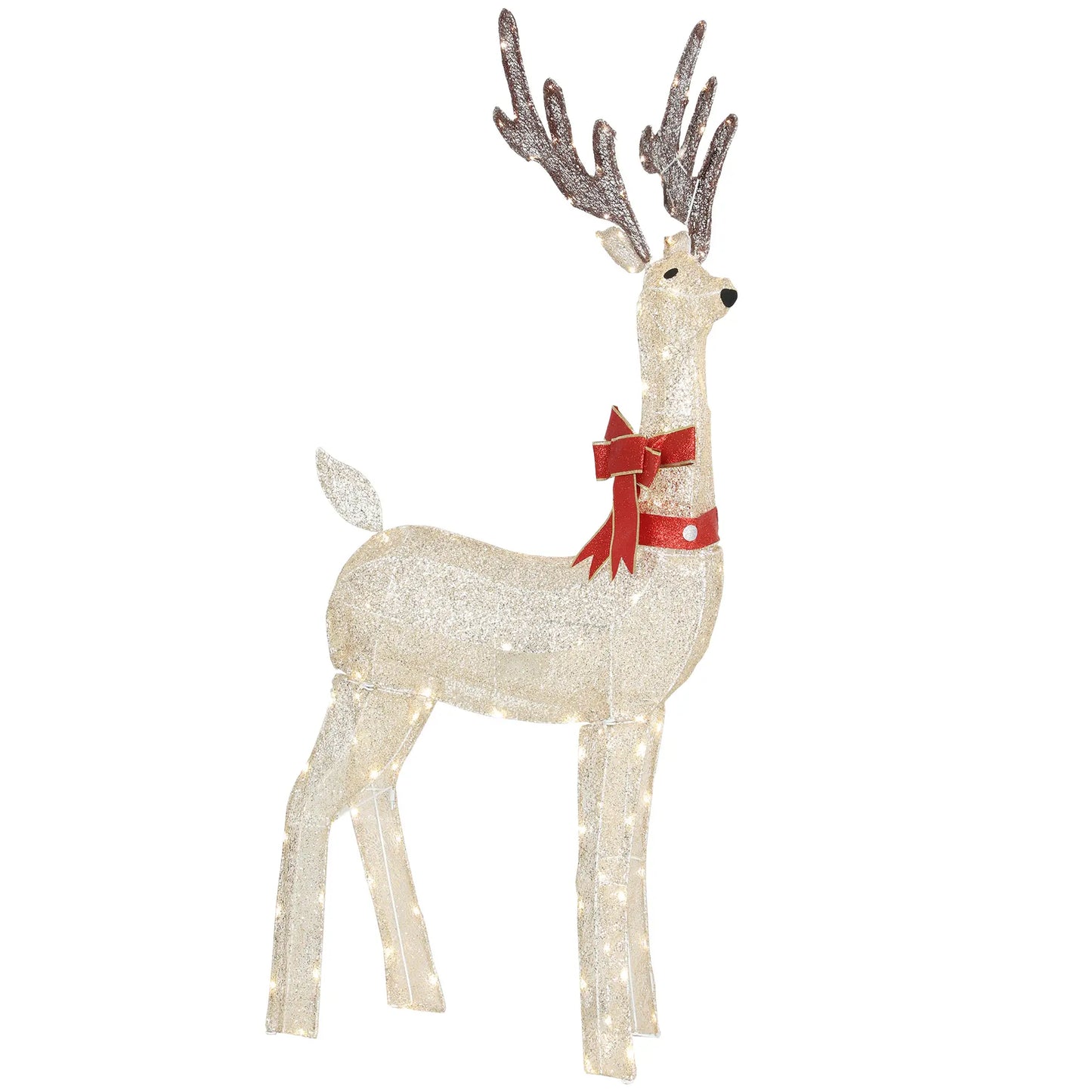 4.4FT Lighted Christmas Deer, Rotating Head, 123 LED Lights, Outdoor Waterproof Christmas Decorations Yellow, Red, Black at Gallery Canada