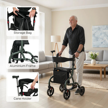 Foldable Rollator Walker With Seat, Adjustable Handles, Green Knee Walker & Wheelchair Ramps at Gallery Canada
