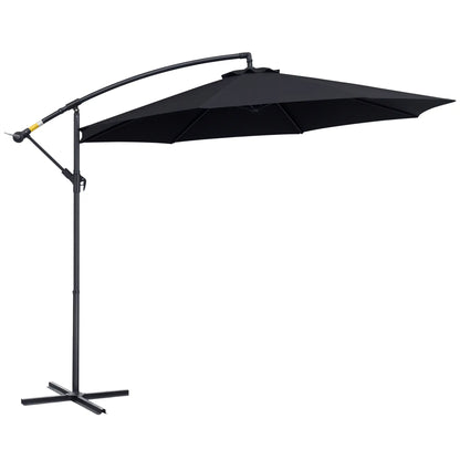 10' Deluxe Patio Umbrella, Outdoor Market Parasol, Black Cantilever Umbrellas Black at Gallery Canada