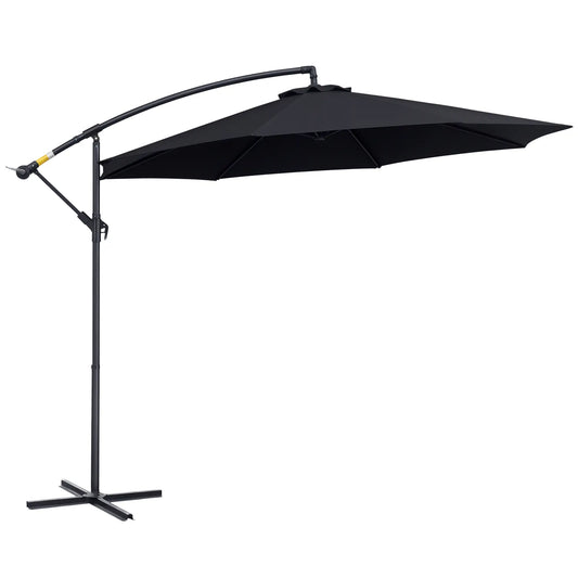 10' Deluxe Patio Umbrella, Outdoor Market Parasol, Black Cantilever Umbrellas Black at Gallery Canada