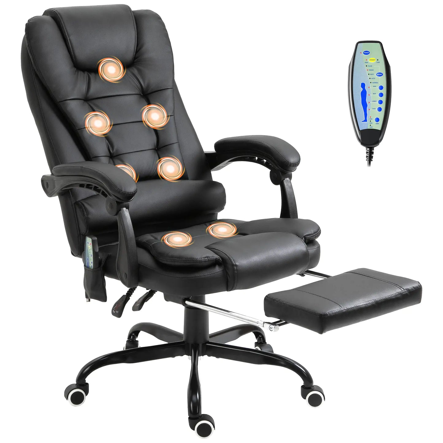 7-Point Vibrating Massage Chair, Reclining Office Chair, Footrest, Black Massage Chairs at Gallery Canada
