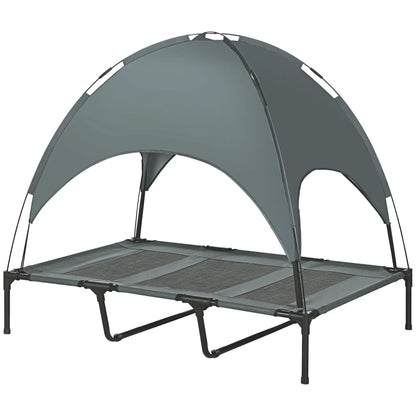 Elevated Dog Bed with Canopy, Portable XL Dog Cot, 48" x 36" x 43", Grey Elevated Dog Beds at Gallery Canada