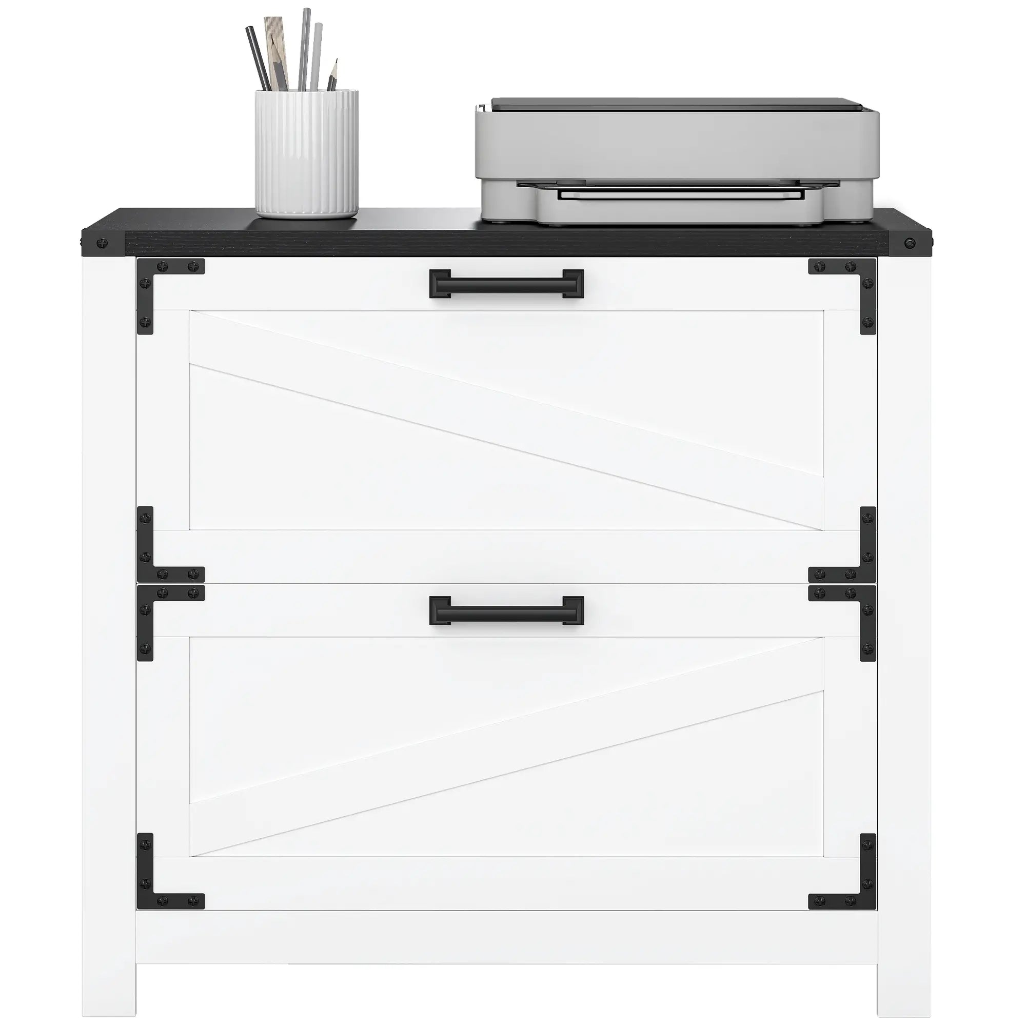 2 Drawer Filing Cabinet, Farmhouse Office Storage, Adjustable Hanging Bars, Letter, A4, Legal Size, White Office Cabinets & Cupboards at Gallery Canada