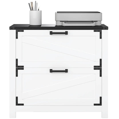 2 Drawer Filing Cabinet, Farmhouse Office Storage, Adjustable Hanging Bars, Letter, A4, Legal Size, White Office Cabinets & Cupboards at Gallery Canada