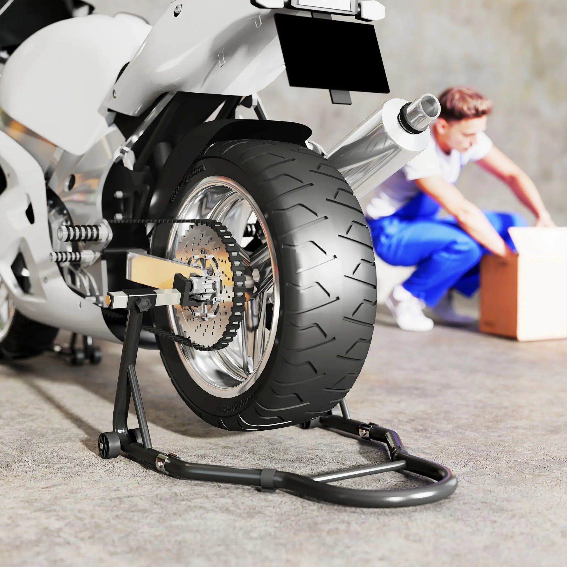 Motorcycle Stand Set, 850 lbs Capacity, Front Rear Wheel Lift, Black Automotive at Gallery Canada