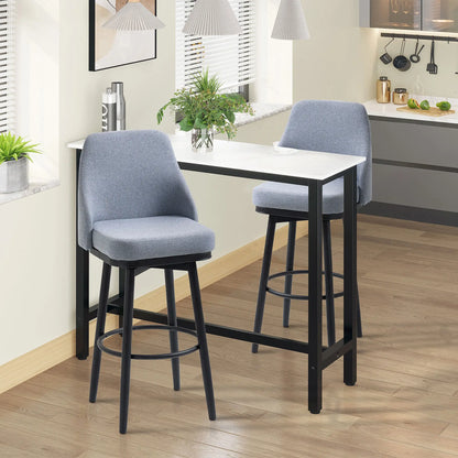 Extra Tall Bar Stools Set of 2, 360° Swivel, Steel Legs Footrest, Light Grey Bar Stools at Gallery Canada