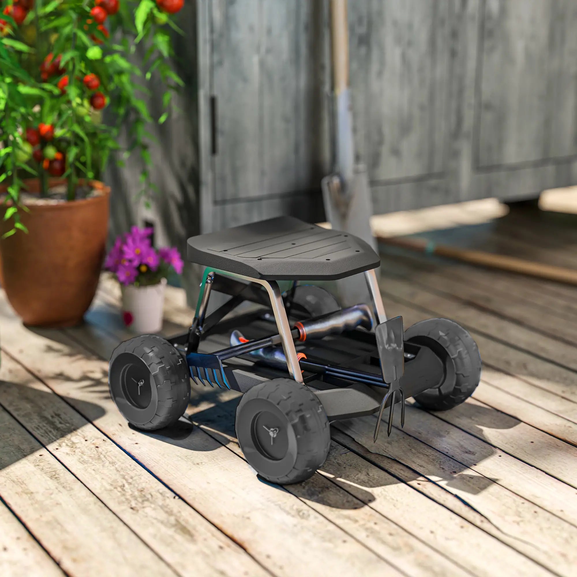 Rolling Garden Stool With Tool Tray, 19.7