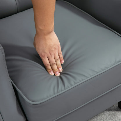 Faux Leather Armchair, Modern Accent Chair with Thick Padding for Living Room, Bedroom, Home Office, Grey Accent Chairs at Gallery Canada