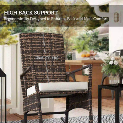 3 Piece Rocking Bistro Set, Wicker Patio Furniture, White Bistro Sets at Gallery Canada