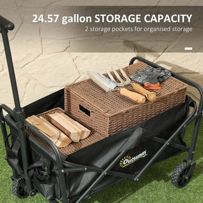 Collapsible Folding Garden Cart, Heavy Duty, Universal Wheels, Adjustable Handle, Black Folding Garden Carts at Gallery Canada