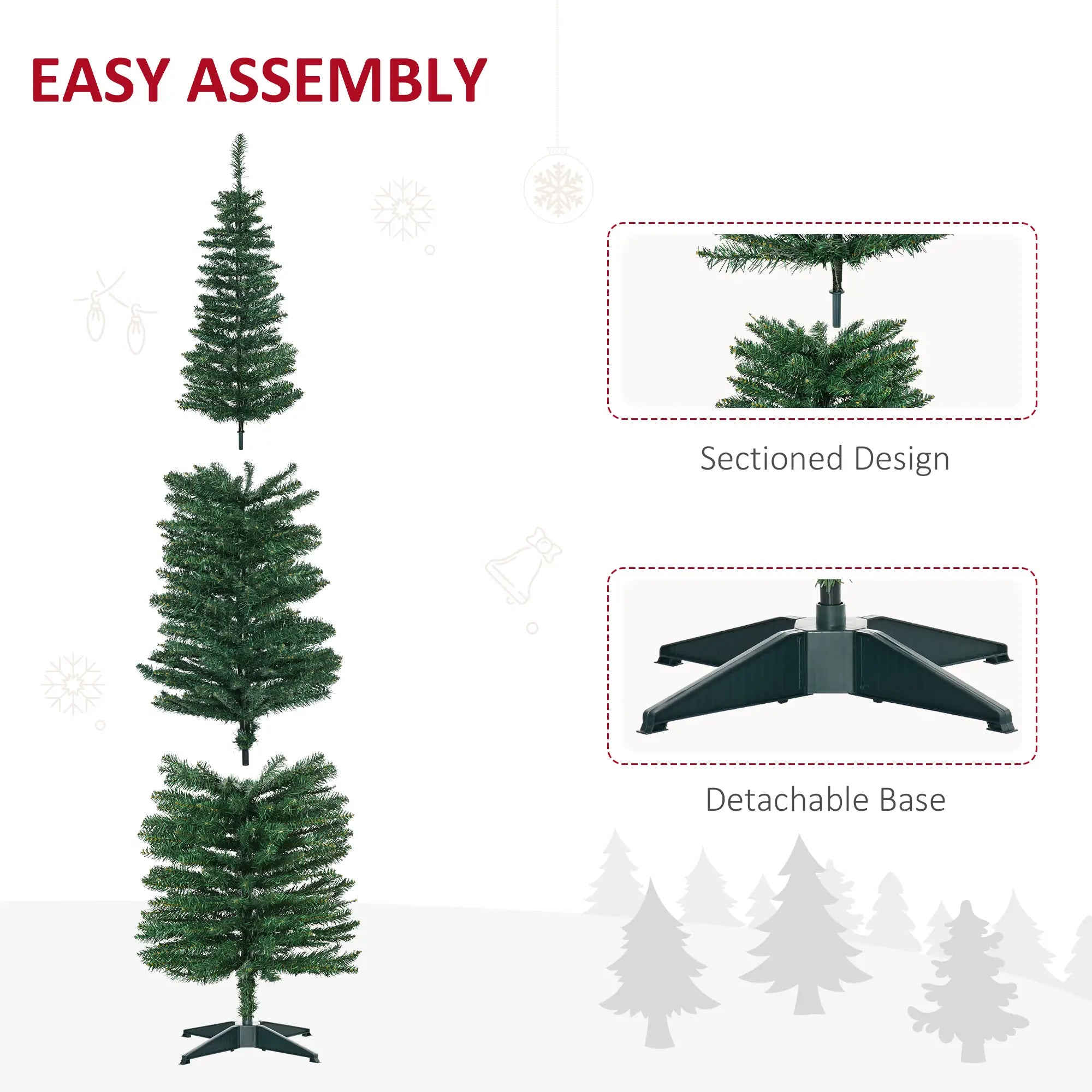 7' PVC Slim Pencil Artificial Christmas Tree, 390 Branch Tips Pencil Christmas Trees at Gallery Canada