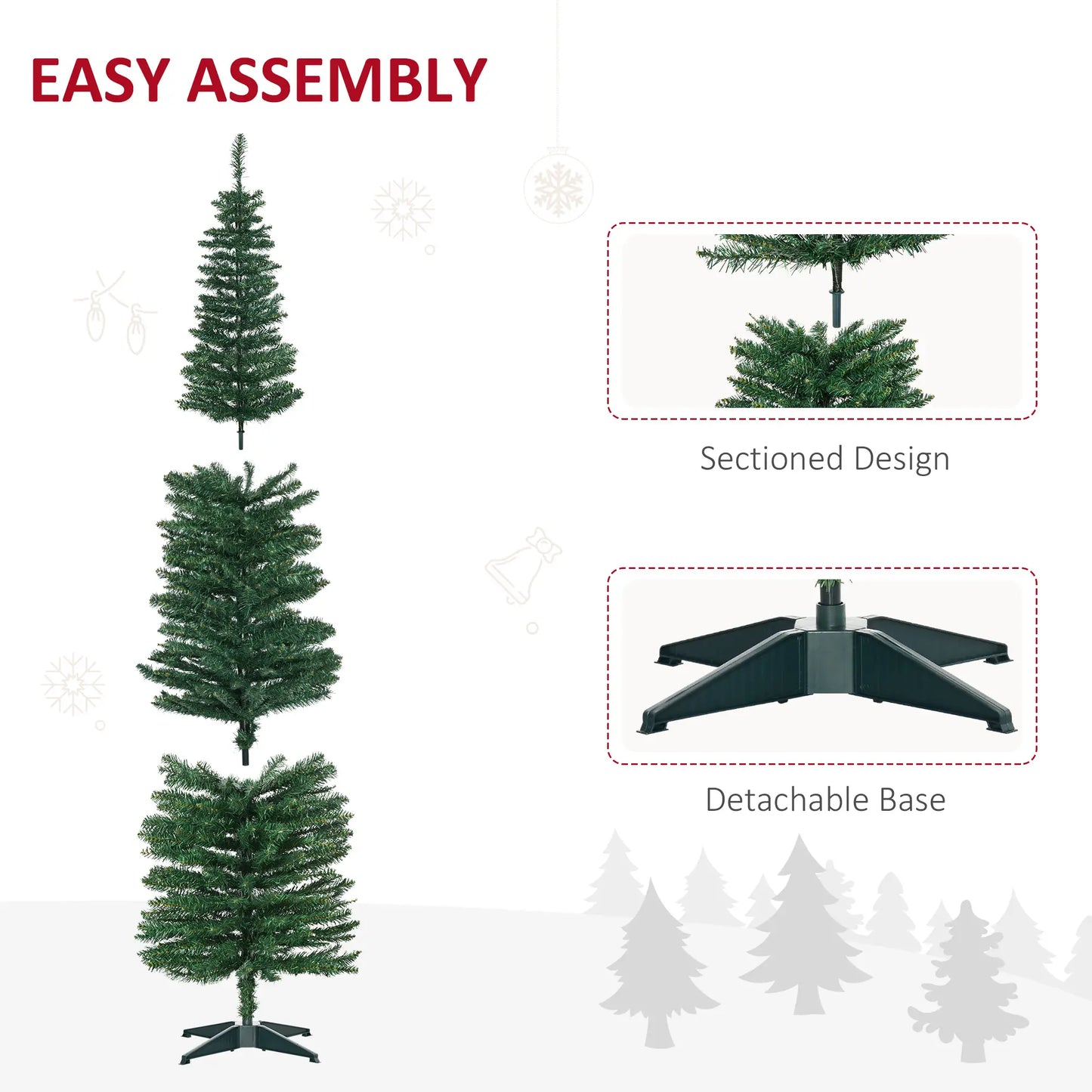 7' PVC Slim Pencil Artificial Christmas Tree, 390 Branch Tips Pencil Christmas Trees at Gallery Canada