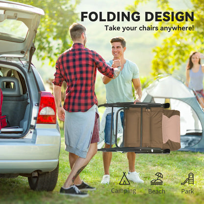 Folding Rocking Chair Set, 2 Padded Rockers with Armrest, Light Brown Outdoor Rocking Chairs at Gallery Canada