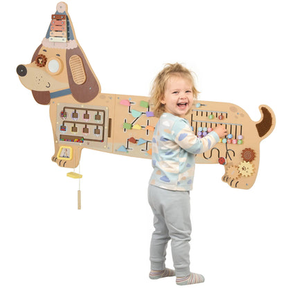 Tableau d'activités mural en bois, Panneau sensoriel Montessori, Teckel, Tout-petit