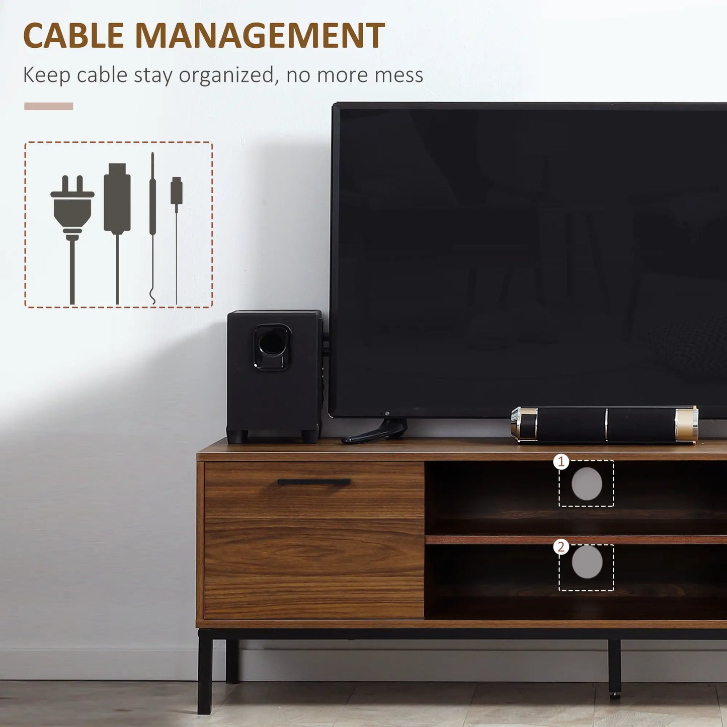 TV Stand for 50 Inches, Cabinet with Door, Drawers, Dark Walnut TV Stands at Gallery Canada