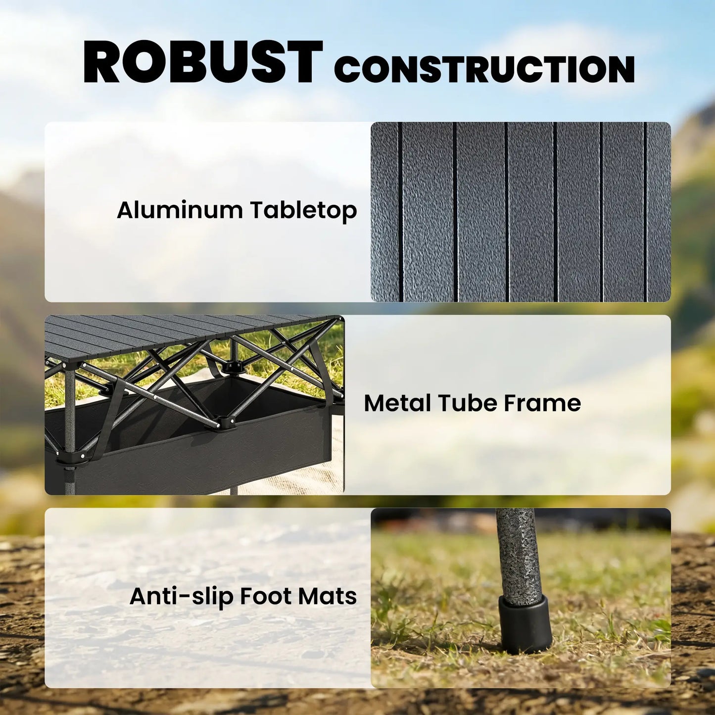 3ft Folding Camping Table, With Mesh Storage Net, Black Picnic Tables & Camping Chairs at Gallery Canada