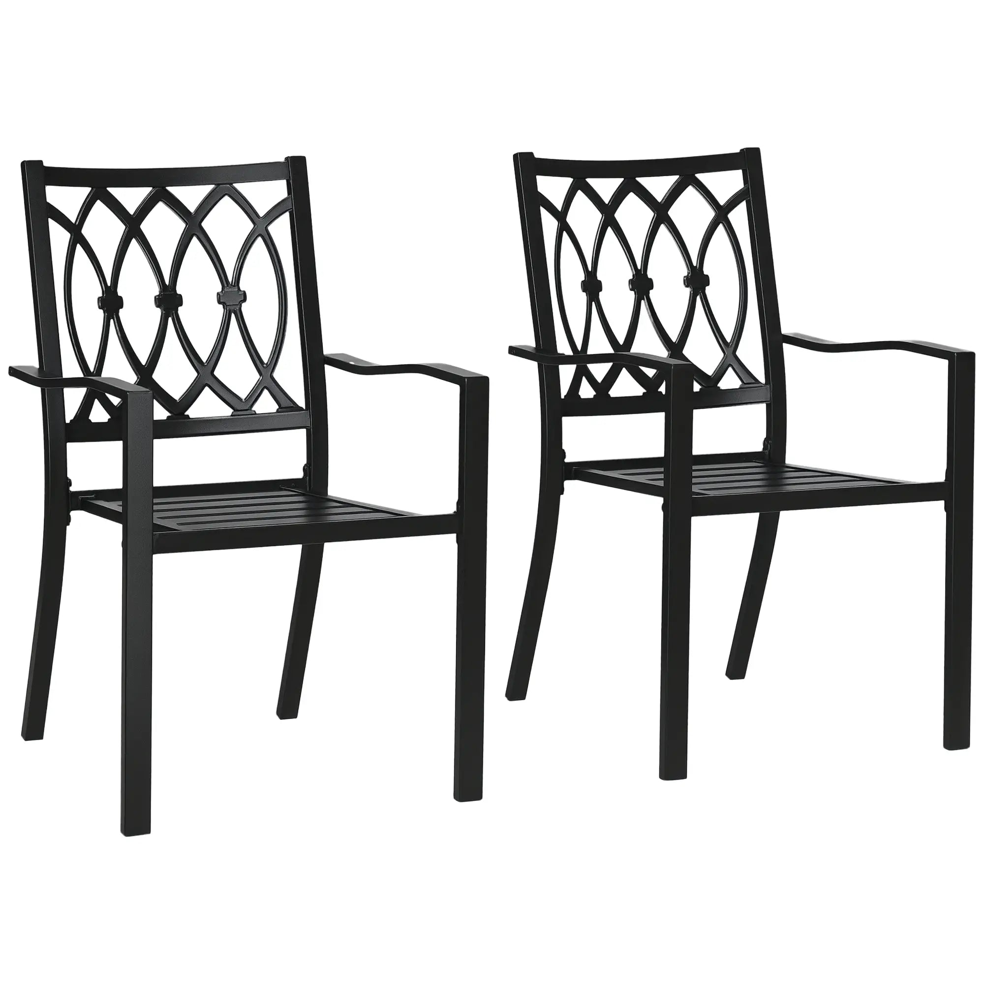 2 PCs Dining Chairs, Outdoor Armchairs, Stackable, Black Patio Chairs at Gallery Canada