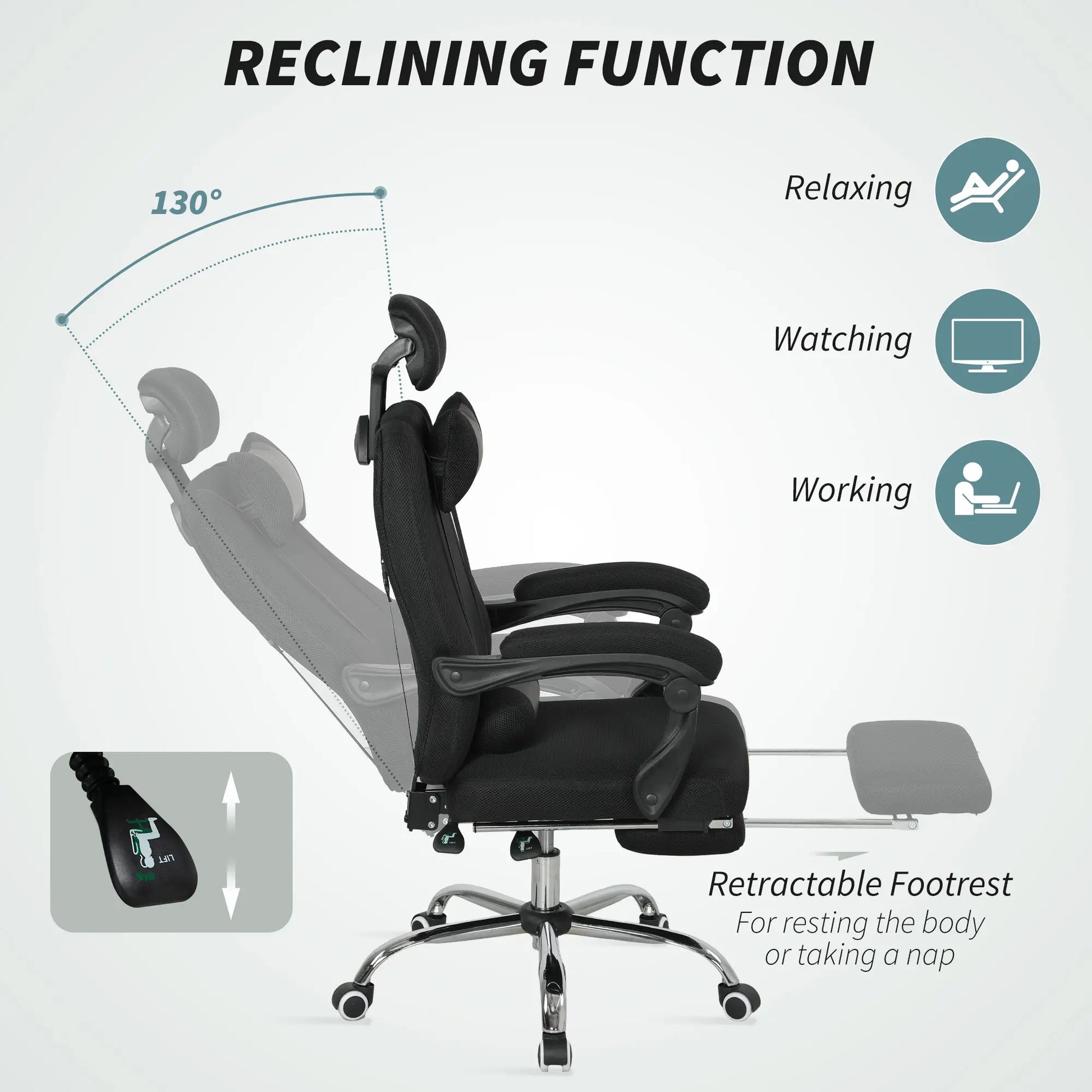 Ergonomic Executive High Back Office Chair, Footrest, Lumbar Support, Black Executive & Manager Chairs at Gallery Canada