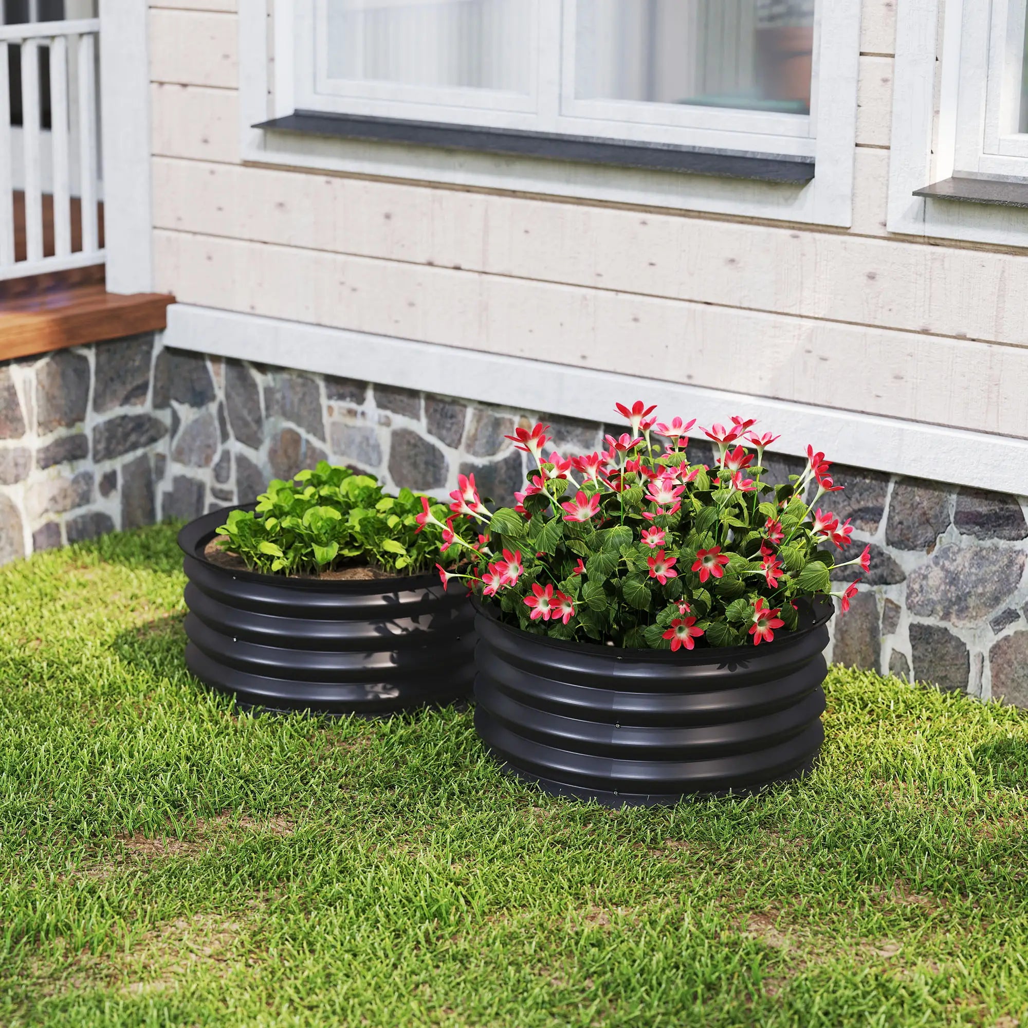 Set of 2 Raised Garden Beds, Metal Planter Box, Easy Assembly, Dark Grey Raised Garden Beds at Gallery Canada