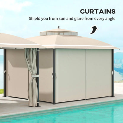 10' x 12' Outdoor Gazebo, Double Roof with Netting, Curtains Gazebos at Gallery Canada