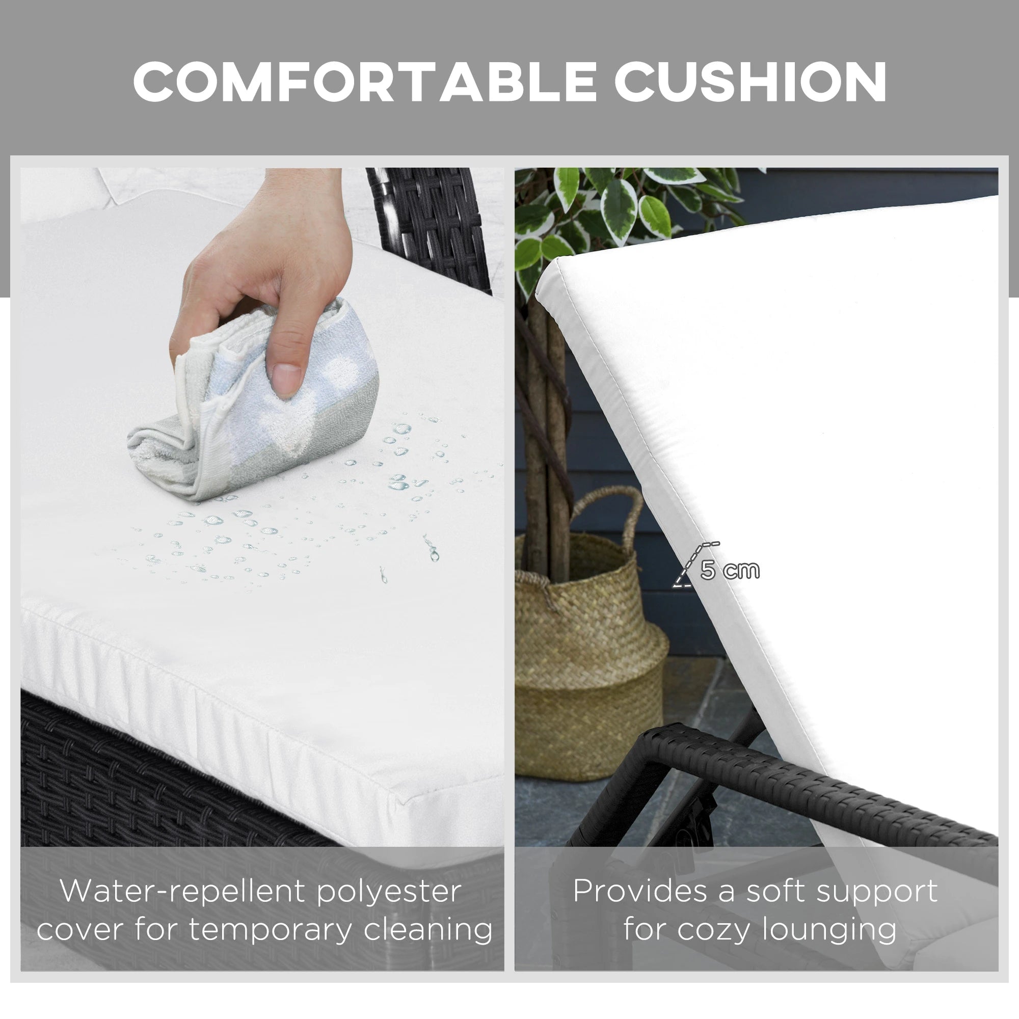 Rattan Lounge Set, Wheeled Chaise Chair, Tempered Glass Table, White Chaise Loungers at Gallery Canada