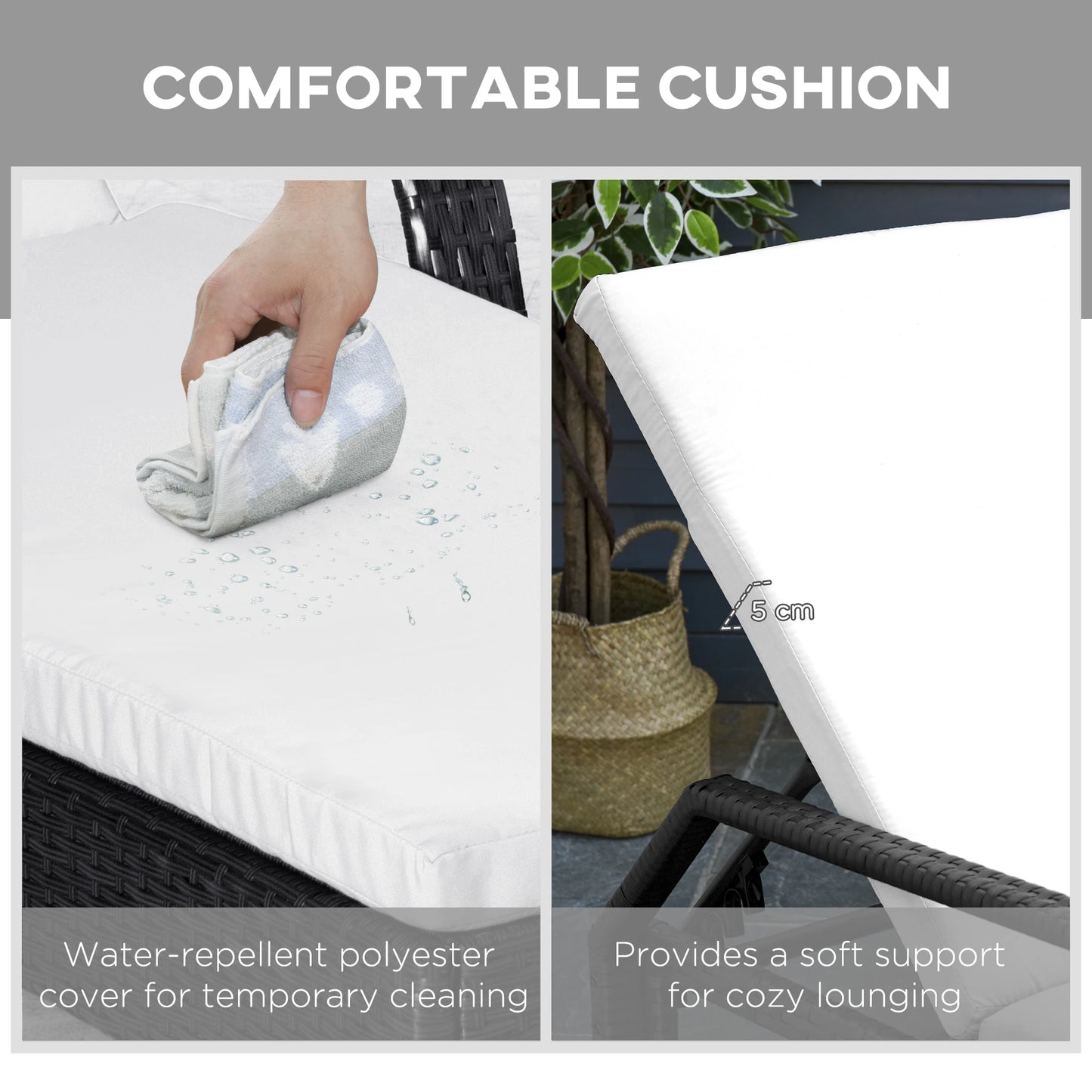 Rattan Lounge Set, Wheeled Chaise Chair, Tempered Glass Table, White Chaise Loungers at Gallery Canada