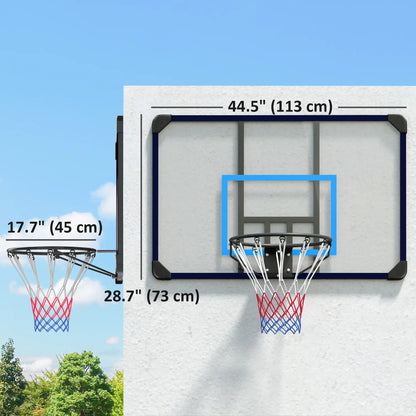 Wall Mounted Basketball Hoop, 45" x 29" Backboard, Durable Rim, All-Weather Net Basketball at Gallery Canada
