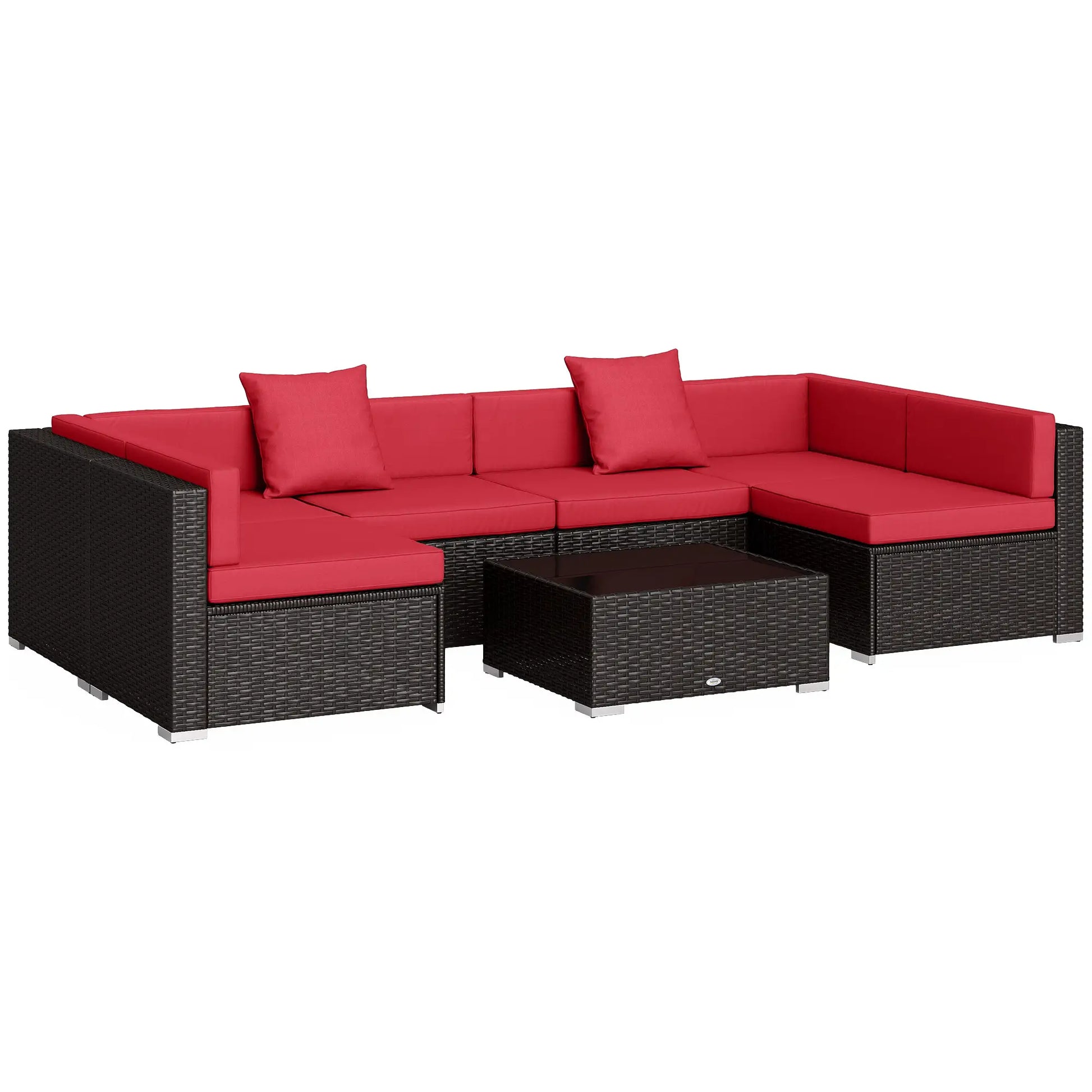 7-Piece Garden Wicker Sectional Set, Patio Sofa, Wine Red Patio Furniture Sets at Gallery Canada