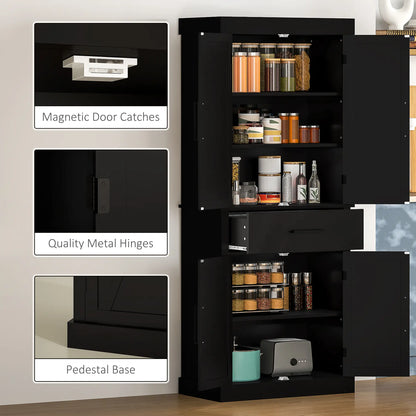 72" Kitchen Storage Cabinet, Farmhouse Pantry, 4 Barn Doors, Drawer, Adjustable Shelves, Black Kitchen Pantry Cabinets at Gallery Canada