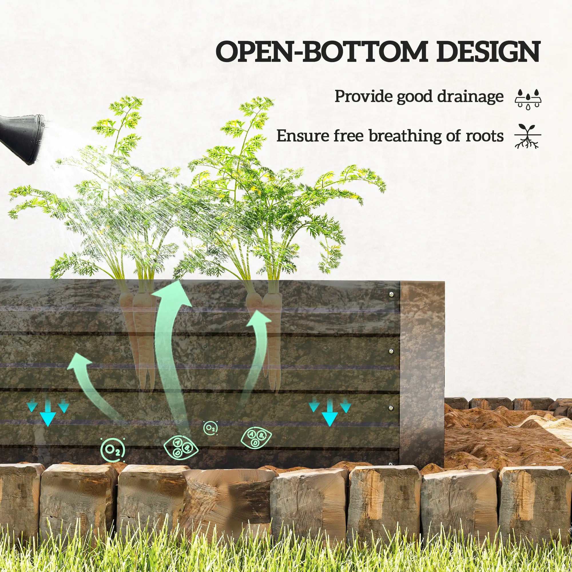 6' x 3' x 1' Raised Garden Bed, 2 Trellis Tomato Cages, Steel Frame, Black Raised Garden Beds at Gallery Canada