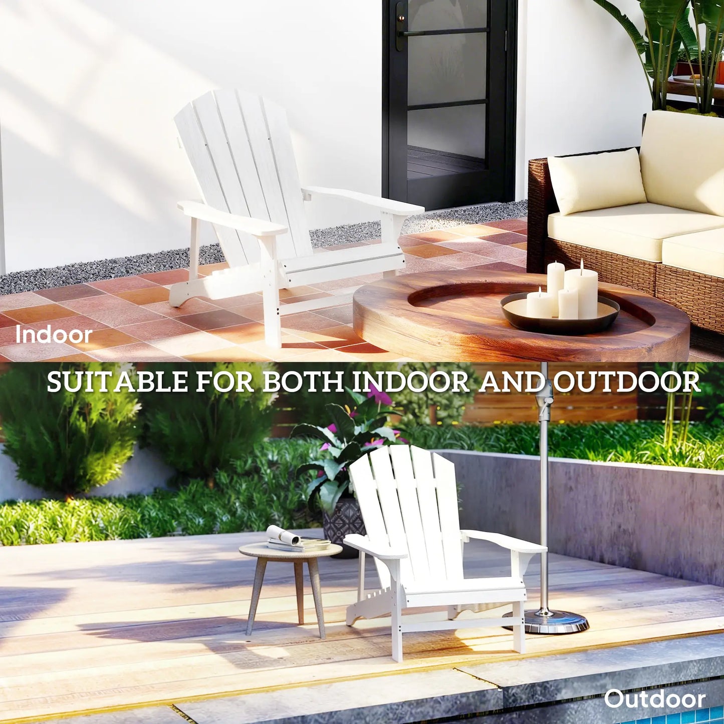Wood Adirondack Chair, Outdoor Patio Muskoka Chair, White Patio Chairs at Gallery Canada