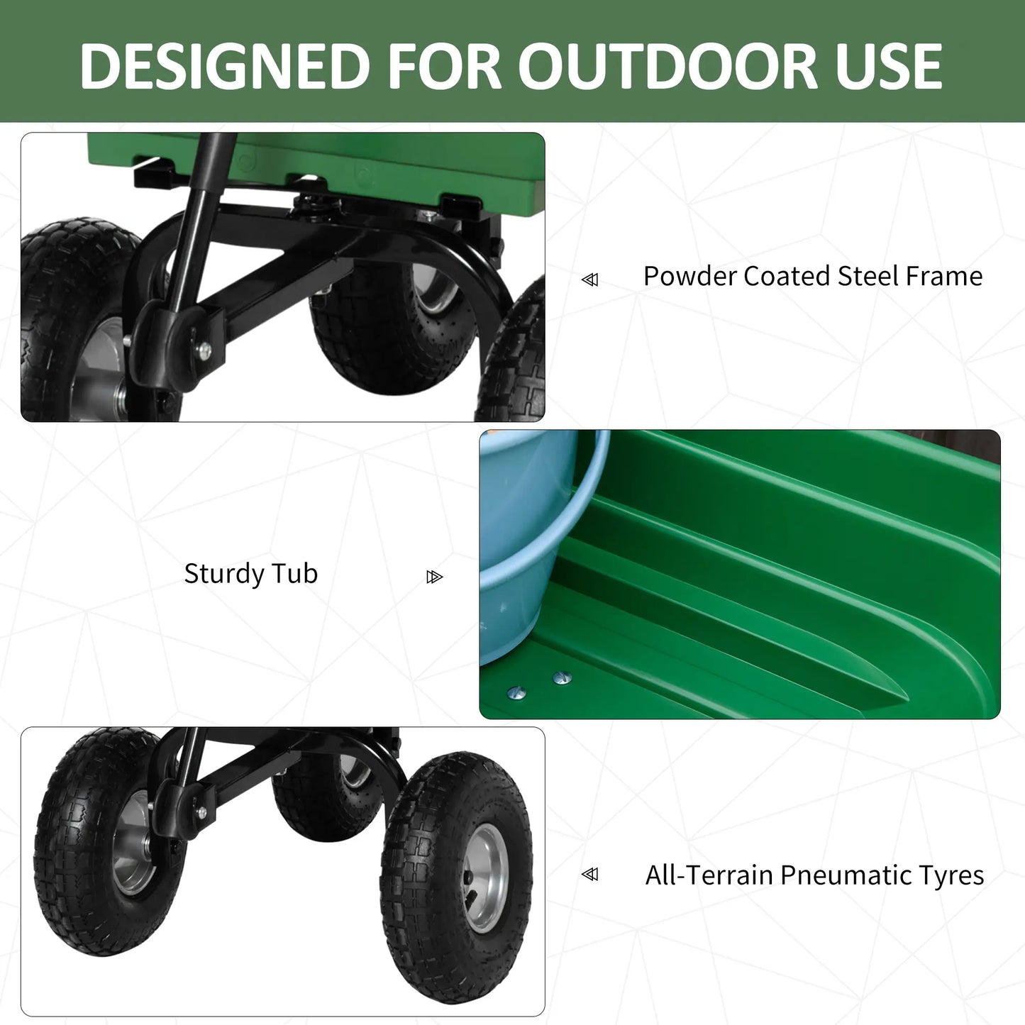 Steel Garden Cart, 10" Pneumatic Tires, Utility Wagon, 551 lbs Capacity Folding Garden Carts at Gallery Canada